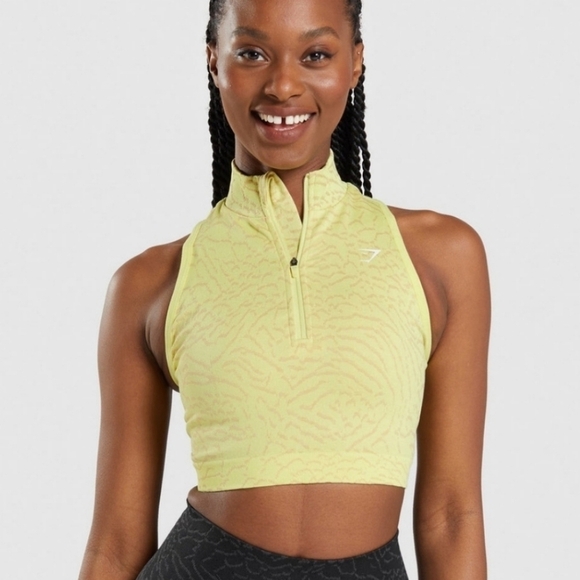 GYMSHARK Adapt seamless 1/2 Zip Cropped Tank L - Picture 1 of 5